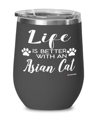 Funny Asian Cat Wine Glass Life Is Better With An Asian 12oz Stainless Steel Black