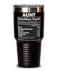 Funny Aunt Nutrition Facts Tumbler 30oz Stainless Steel