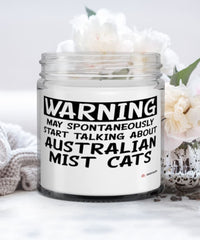 Funny Australian Mist Cat Candle Warning May Spontaneously Start Talking About Australian Mist Cats 9oz Vanilla Scented Candles Soy Wax