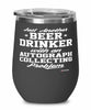 Funny Autograph Collector Wine Glass Just Another Beer Drinker With A Autograph Collecting Problem 12oz Stainless Steel Black