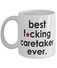 Funny B3st F-cking Caretaker Ever Coffee Mug White