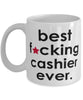 Funny B3st F-cking Cashier Ever Coffee Mug White