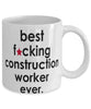 Funny B3st F-cking Construction Worker Ever Coffee Mug White