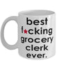 Funny B3st F-cking Grocery Clerk Ever Coffee Mug White