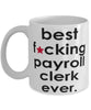 Funny B3st F-cking Payroll Clerk Ever Coffee Mug White