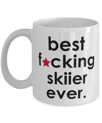 Funny B3st F-cking Skiier Ever Coffee Mug White