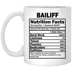 Funny Bailiff Mug Nutrition Facts Coffee Cup 11oz White XP8434