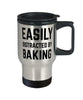 Funny Baker Travel Mug Easily Distracted By Baking Travel Mug 14oz Stainless Steel