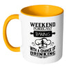 Funny Baking Mug Weekend Forecast Baking With White 11oz Accent Coffee Mugs