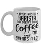 Funny Barista Mug Never Trust A Barista That Doesn't Drink Coffee and Swears A Lot Coffee Cup 11oz 15oz White