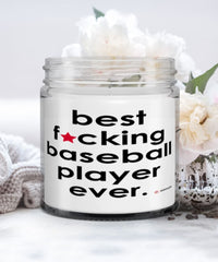 Funny Baseball Candle B3st F-cking Baseball Player Ever 9oz Vanilla Scented Candles Soy Wax