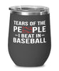 Funny Baseballer Wine Tumbler Tears Of The People I Beat In Baseball Stemless Wine Glass 12oz Stainless Steel