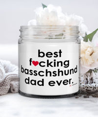 Funny Basschshund Dog Candle B3st F-cking Basschshund Dad Ever 9oz Vanilla Scented Candles Soy Wax