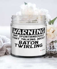 Funny Baton Twirling Candle Warning May Spontaneously Start Talking About Baton Twirling 9oz Vanilla Scented Candles Soy Wax