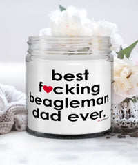 Funny Beagleman Dog Candle B3st F-cking Beagleman Dad Ever 9oz Vanilla Scented Candles Soy Wax