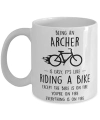 Funny Being A Archer Is Easy It's Like Riding A Bike Except Coffee Mug White