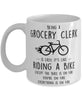 Funny Being A Grocery Clerk Is Easy It's Like Riding A Bike Except Coffee Mug White