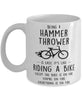 Funny Being A Hammer Thrower Is Easy It's Like Riding A Bike Except Coffee Mug White