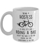 Funny Being A Hostess Is Easy It's Like Riding A Bike Except Coffee Mug White