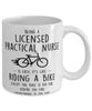 Funny Being A Licensed Practical Nurse Is Easy It's Like Riding A Bike Except Coffee Mug White