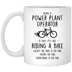 Funny Being A Power Plant Operator Is Easy It's Like Riding A Bike Except Coffee Mug 11oz White XP8434