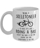 Funny Being A Skeletoneer Is Easy It's Like Riding A Bike Except Coffee Mug White