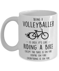 Funny Being A Volleyballer Is Easy It's Like Riding A Bike Except Coffee Mug White