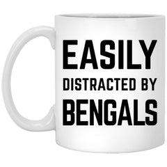 Funny Bengal Cat Mug Gift Easily Distracted By Bengals Coffee Cup 11oz White XP8434