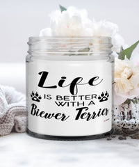 Funny Biewer Terrier Dog Candle Life Is Better With A Biewer Terrier 9oz Vanilla Scented Candles Soy Wax