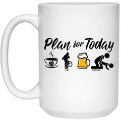Funny Biker Mug Gift Adult Humor Plan For Today Mountain Biking Coffee Mug 15oz White 21504