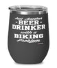 Funny Biker Wine Glass Just Another Beer Drinker With A Biking Problem 12oz Stainless Steel Black