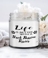 Funny Black Russian Terrier Dog Candle Life Is Better With A Black Russian Terrier 9oz Vanilla Scented Candles Soy Wax