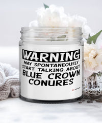 Funny Blue Crown Conure Candle Warning May Spontaneously Start Talking About Blue Crown Conures 9oz Vanilla Scented Candles Soy Wax