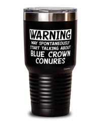 Funny Blue Crown Conure Tumbler Warning May Spontaneously Start Talking About Blue Crown Conures 30oz Stainless Steel Black