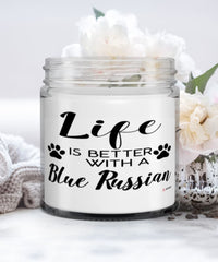 Funny Blue Russian Cat Candle Life Is Better With A Blue Russian 9oz Vanilla Scented Candles Soy Wax