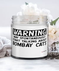 Funny Bombay Cat Candle Warning May Spontaneously Start Talking About Bombay Cats 9oz Vanilla Scented Candles Soy Wax