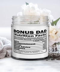 Funny Bonus Dad Candle Nutrition Facts 9oz Vanilla Scented Candles Soy Wax