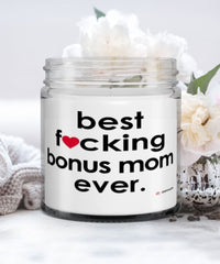 Funny Bonus Mom Candle B3st F-cking Bonus Mom Ever 9oz Vanilla Scented Candles Soy Wax