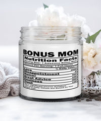 Funny Bonus Mom Candle Nutrition Facts 9oz Vanilla Scented Candles Soy Wax