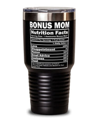 Funny Bonus Mom Nutrition Facts Tumbler 30oz Stainless Steel