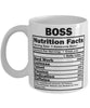 Funny Boss Nutritional Facts Coffee Mug 11oz White
