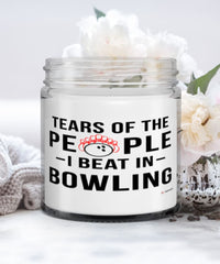 Funny Bowler Candle Tears Of The People I Beat In Bowling 9oz Vanilla Scented Candles Soy Wax