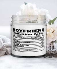 Funny Boyfriend Candle Nutrition Facts 9oz Vanilla Scented Candles Soy Wax
