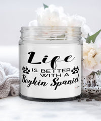 Funny Boykin Spaniel Dog Candle Life Is Better With A Boykin Spaniel 9oz Vanilla Scented Candles Soy Wax