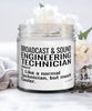 Funny Broadcast and Sound Engineering Technician Candle Like A Normal Technician But Much Cooler 9oz Vanilla Scented Candles Soy Wax