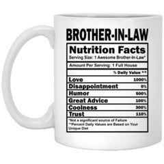 Funny Brother-in-law Mug Nutrition Facts Coffee Cup 11oz White XP8434