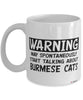 Funny Burmese Cat Mug Warning May Spontaneously Start Talking About Burmese Cats Coffee Cup White