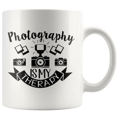 Funny Camera Photographer Mug Photography Is My Therapy 11oz White Coffee Mugs