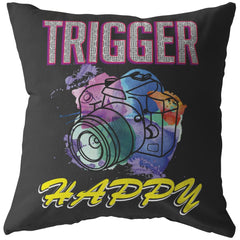 Funny Camera Photography Pillows Trigger Happy