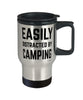 Funny Camper Travel Mug Easily Distracted By Camping Travel Mug 14oz Stainless Steel